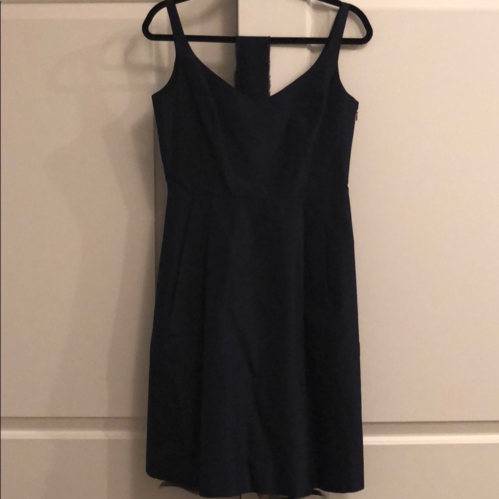 Ann Taylor Silk Dupioni v-Neck Dress with Sash